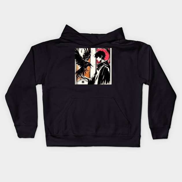 Anime raven companion Kids Hoodie by TomFrontierArt